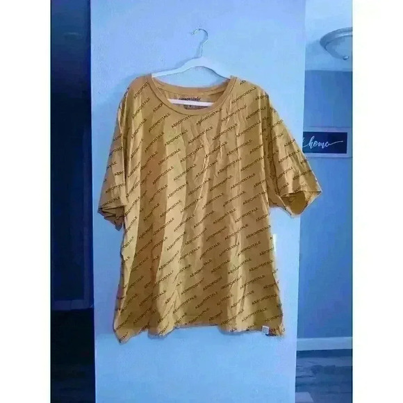 Aeropostale T Shirt Mens Size 4XL Mustard‎ Gold with Black Lettering EUC - Picture 1 of 5